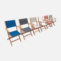 Set tavolo da giardino rettangolare allungabile in legno con 6 sedie