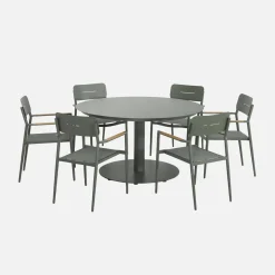 Set tavolo da giardino rotondo in alluminio con 6 sedie