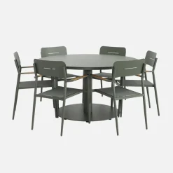 Set tavolo da giardino rotondo in alluminio con 6 sedie