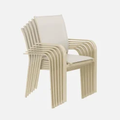 Set tavolo da giardino rotondo in altuminio con 6 sedie