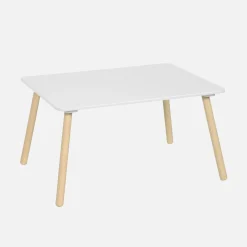 Set tavolo rettangolare per bambini in legno di pino con 4 sedie