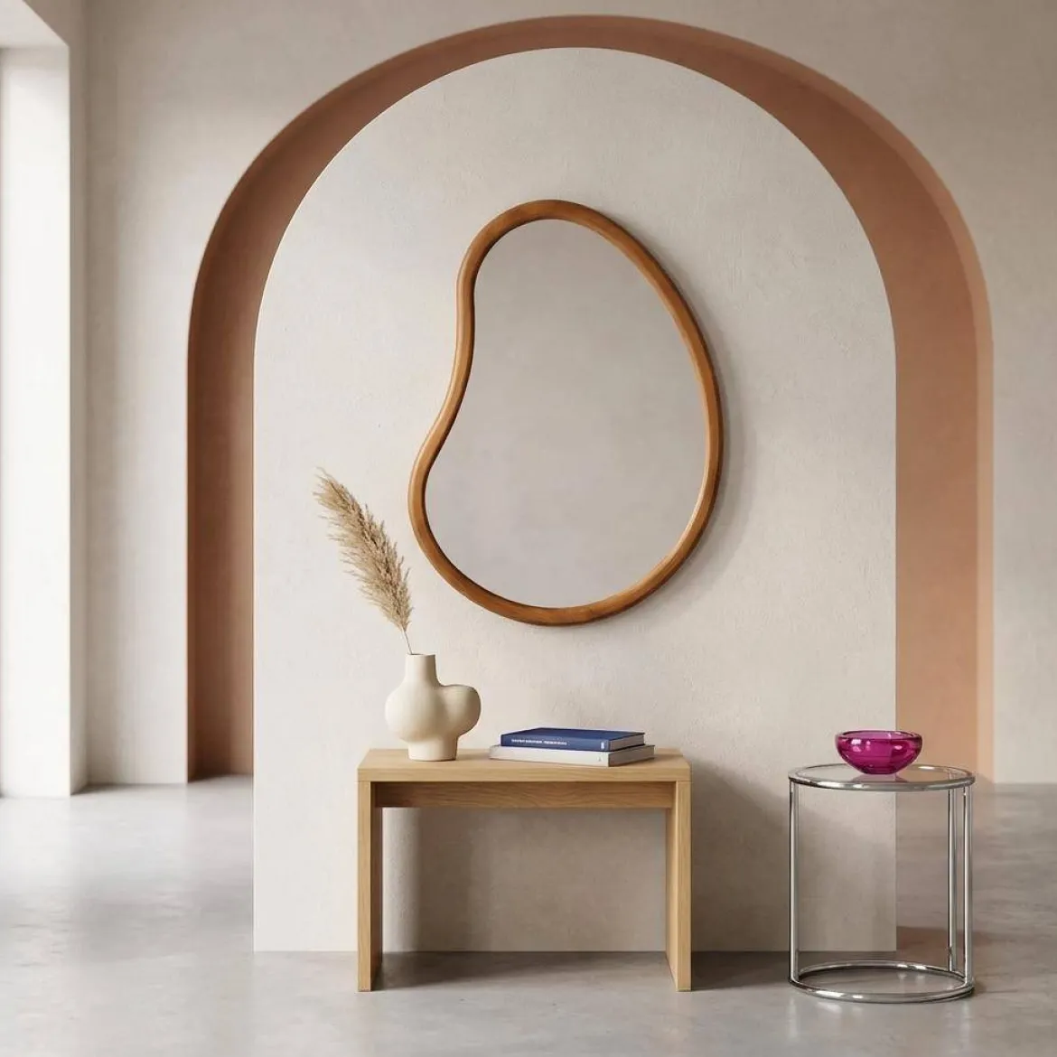 Specchio organico in legno di abete, 65cm