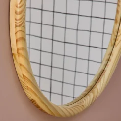 Specchio rotondo in legno di pino, 60cm