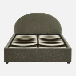 Struttura letto con contenitore e testiera 140x190cm, imbottita bouclé