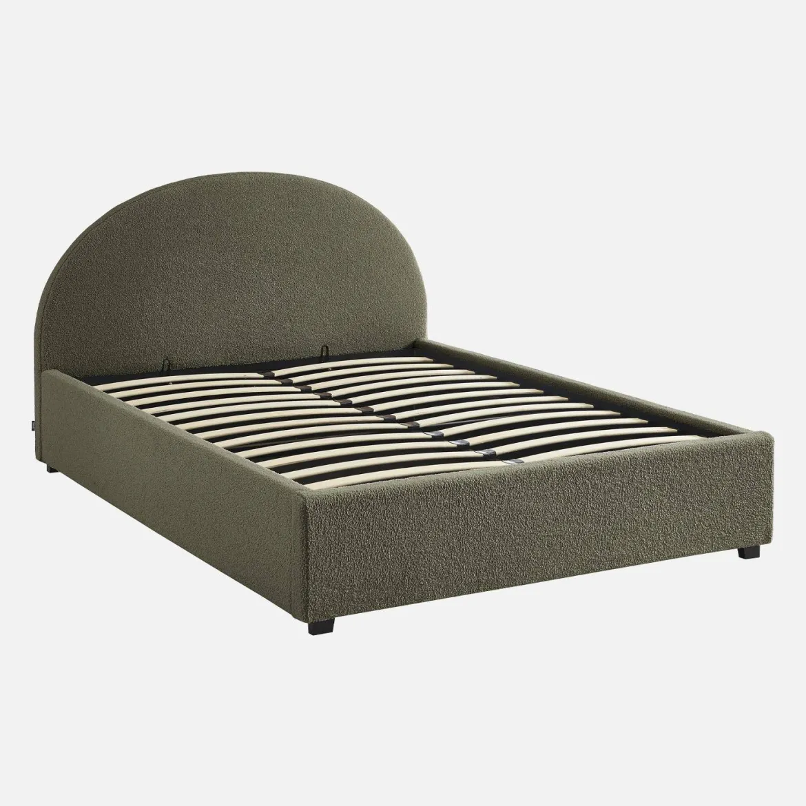Struttura letto con contenitore e testiera 140x190cm, imbottita bouclé
