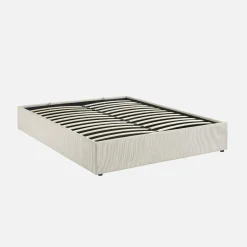 Struttura letto con contenitore e rete a doghe 160x200cm, imbottita coste fini