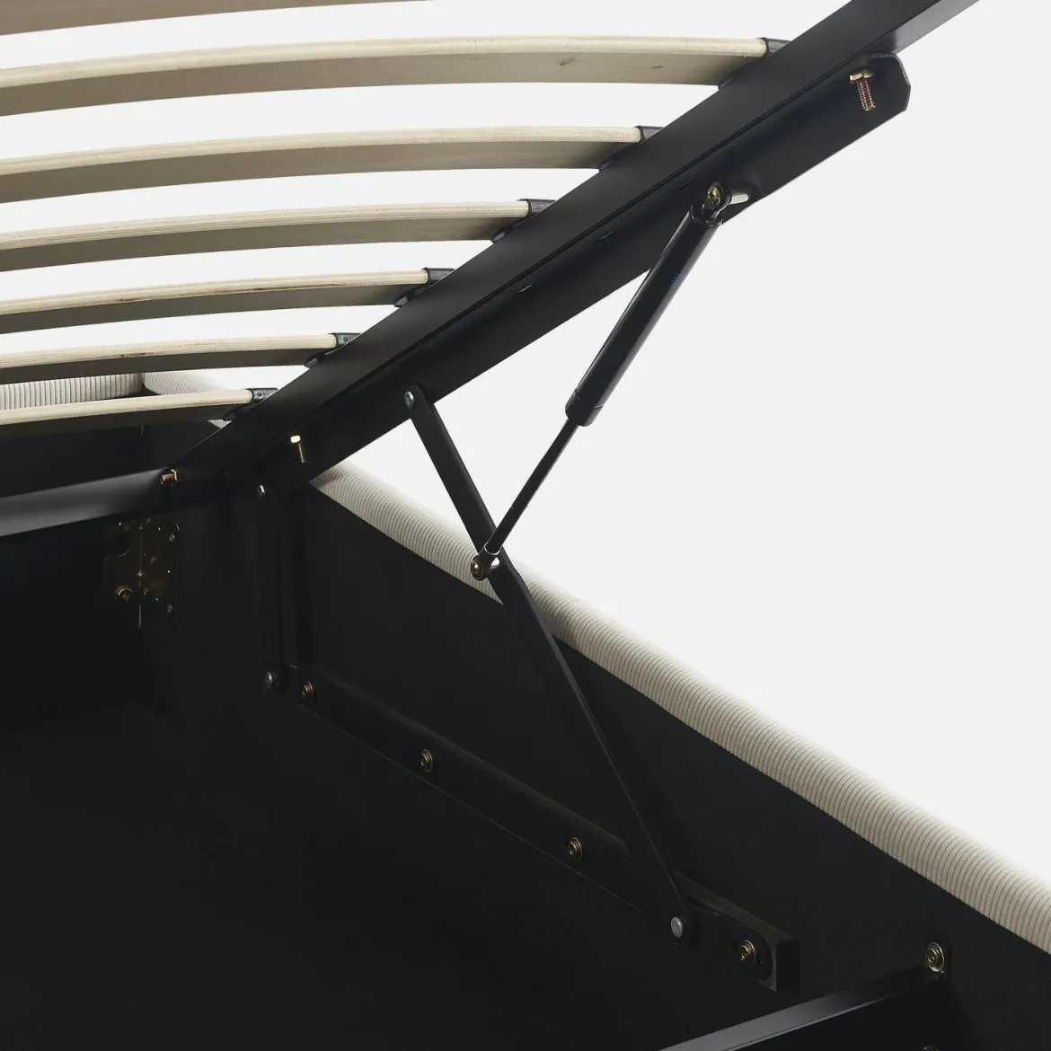 Struttura letto con contenitore e rete a doghe 90x190cm, imbottita coste fini