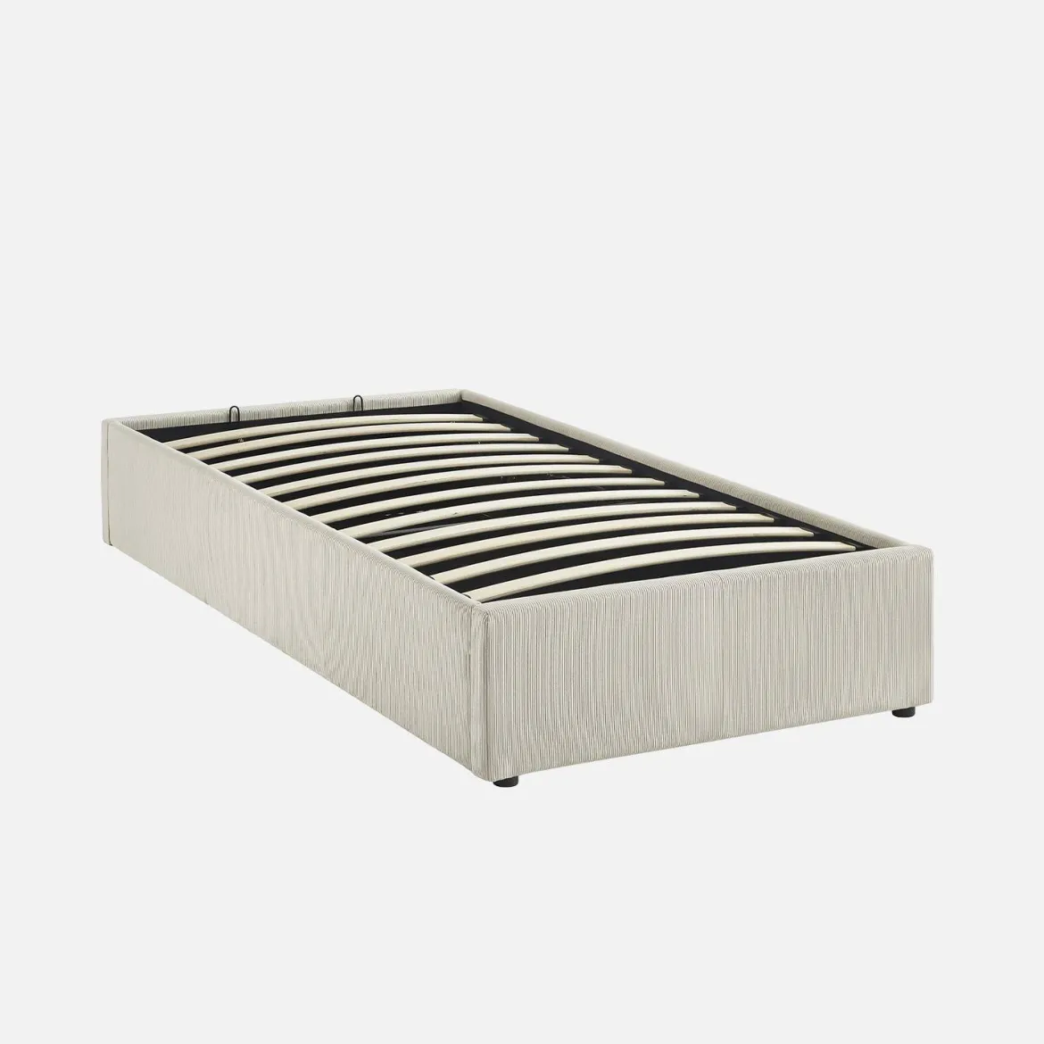 Struttura letto con contenitore e rete a doghe 90x190cm, imbottita coste fini