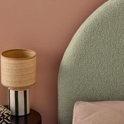 Struttura letto con contenitore e testiera 90x190cm, imbottita bouclé