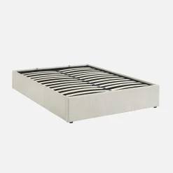 Struttura letto con contenitore e rete a doghe 140x190cm, imbottita coste fini