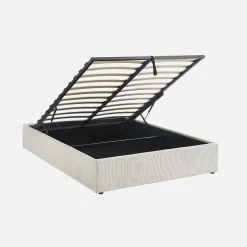 Struttura letto con contenitore e rete a doghe 140x190cm, imbottita coste fini