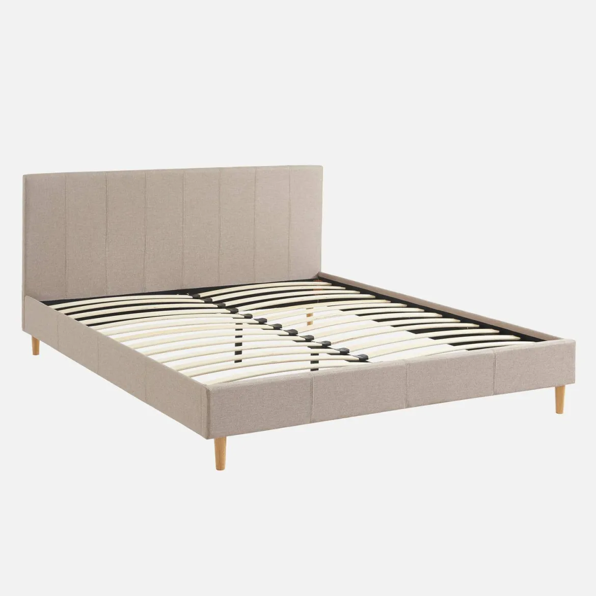 Struttura letto con rete a doghe e testiera 160x200cm, tessuto semplice