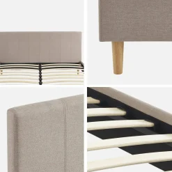 Struttura letto con rete a doghe e testiera 160x200cm, tessuto semplice
