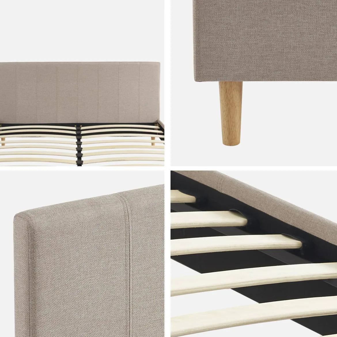 Struttura letto con rete a doghe e testiera 160x200cm, tessuto semplice