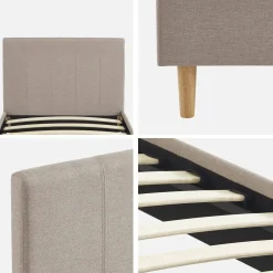 Struttura letto con rete a doghe e testiera 90x190cm