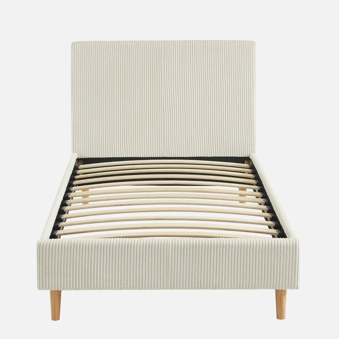 Struttura letto con rete a doghe e testiera 90x190cm, velluto a coste grosse