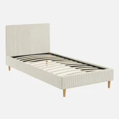 Struttura letto con rete a doghe e testiera 90x190cm, velluto a coste grosse