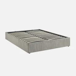 Struttura letto con contenitore e rete a doghe 160x200cm, imbottita coste fini