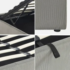 Struttura letto con contenitore e rete a doghe 160x200cm, imbottita coste fini