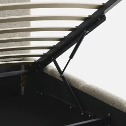Struttura letto con contenitore e testiera 140cmx190cm, imbottita bouclé