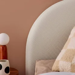Struttura letto con contenitore e testiera 90x190cm, imbottita bouclé