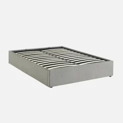 Struttura letto con contenitore e rete a doghe 140x190cm, imbottita coste fini