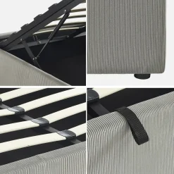 Struttura letto con contenitore e rete a doghe 140x190cm, imbottita coste fini