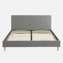 Struttura letto con rete a doghe e testiera 160x200cm, tessuto semplice