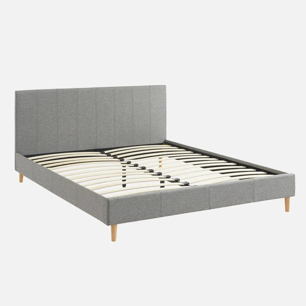 Struttura letto con rete a doghe e testiera 160x200cm, tessuto semplice