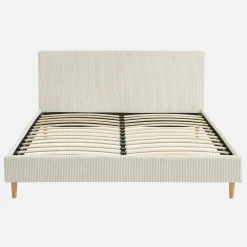Struttura letto con rete a doghe e testiera 160x200cm, velluto a coste grosse