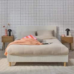 Struttura letto con rete a doghe e testiera 140x190cm, velluto a coste grosse