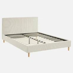 Struttura letto con rete a doghe e testiera 140x190cm, velluto a coste grosse