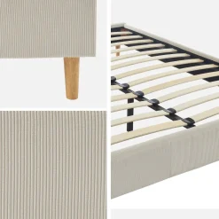 Struttura letto in velluto a coste fini con rete a doghe, 140x190cm