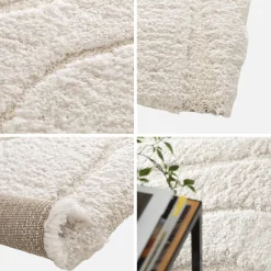 Tappeto interno shaggy motivo con rilievo crema
