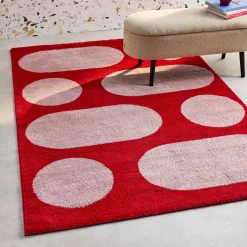 Tappeto da interno con motivo moderno, rosso
