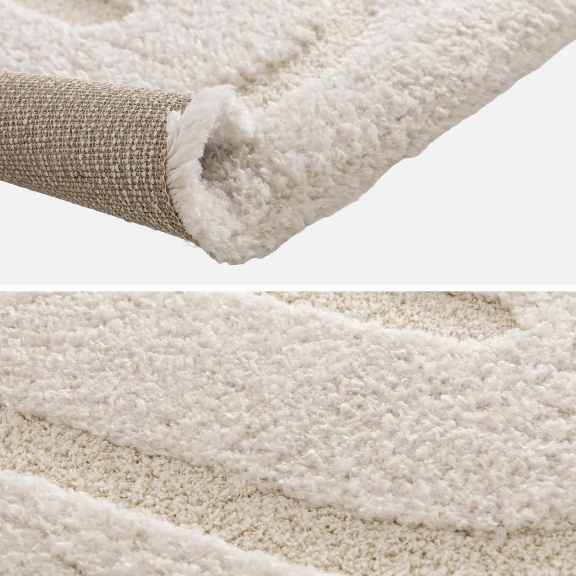 Tappeto da interno con motivi geometrici crema