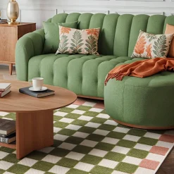 Tappeto da interno/esterno a scacchi rosa e verde