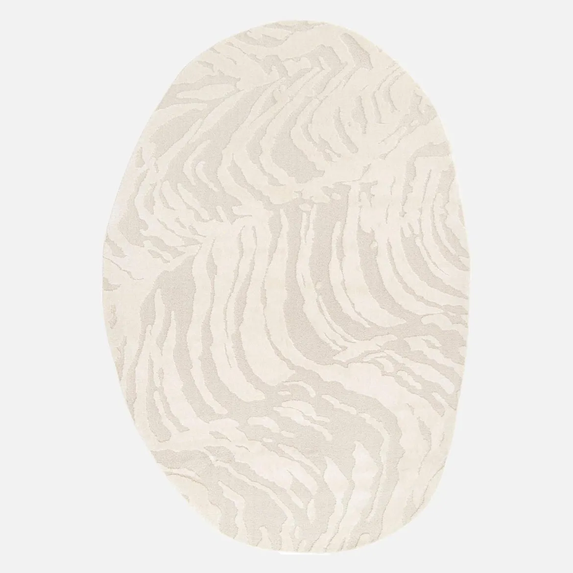 Tappeto interno a forma di ciottolo con rilievo crema