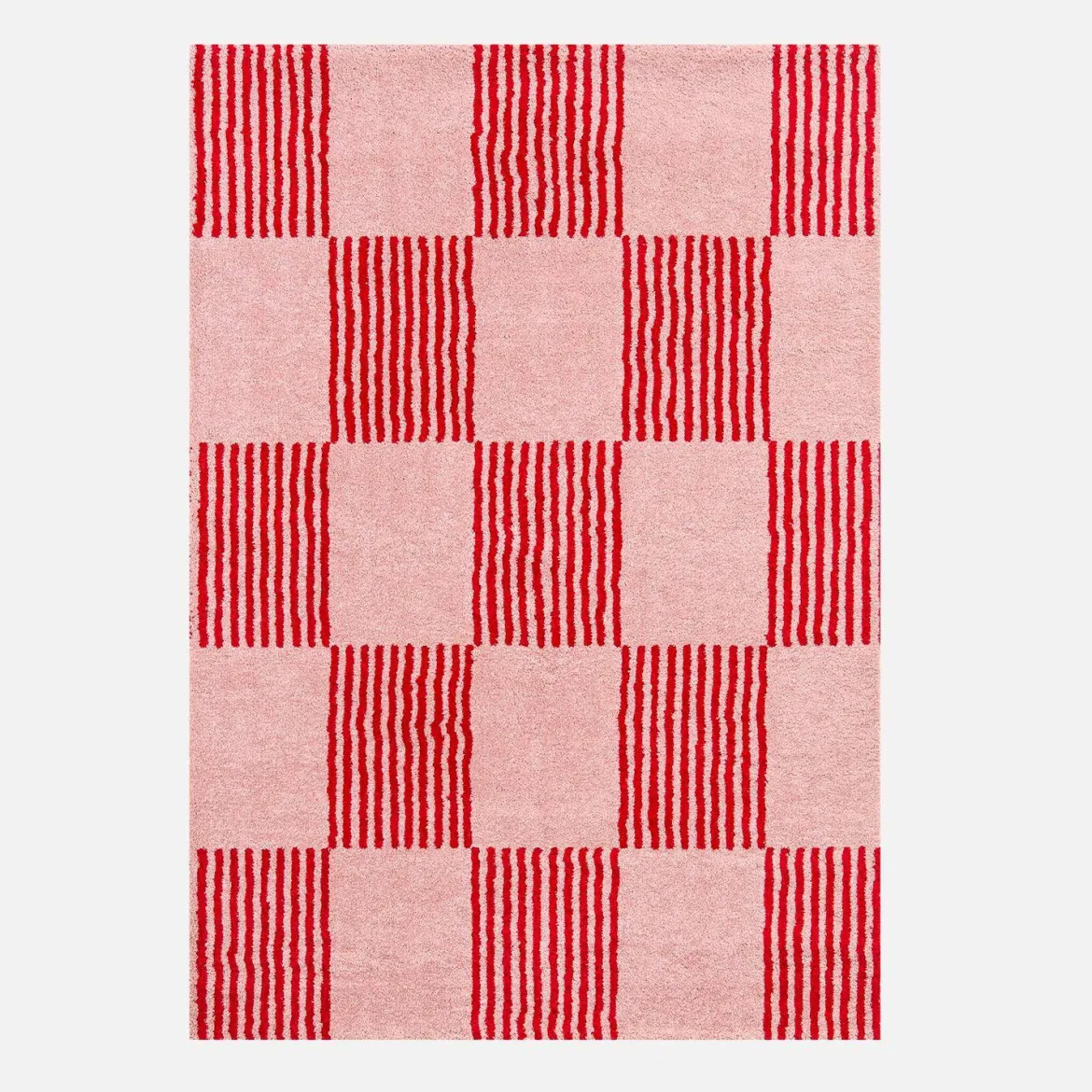 Tappeto interno a scacchi rosso e rosa