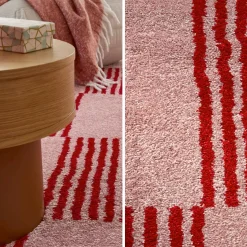 Tappeto interno a scacchi rosso e rosa