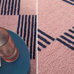Tappeto interno a scacchi blu e rosa