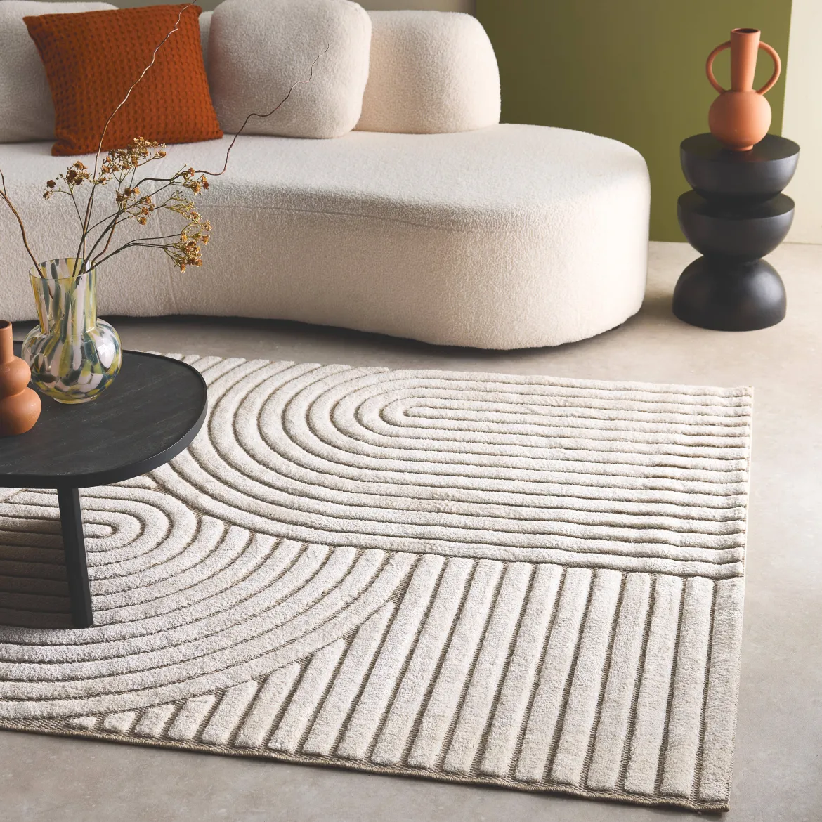 Tappeto interno con archi etnici, beige e crema