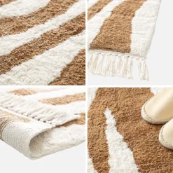 Tappeto interno cotone motivo zebrato color mattone