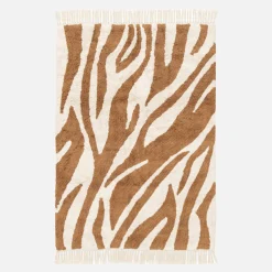 Tappeto interno cotone motivo zebrato color mattone