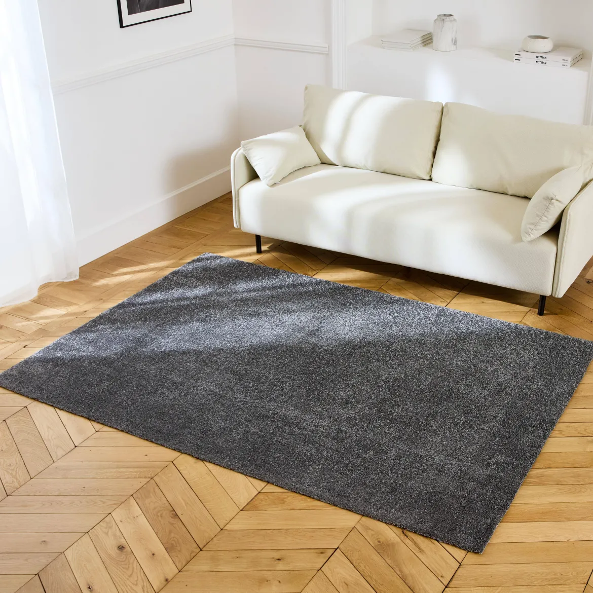 Tappeto interno in velluto riccio grigio antracite