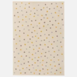 Tappeto per bambini a pois grandi, crema, blu, giallo, viola per interni, 120x170cm