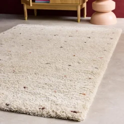 Tappeto per bambini a pois piccoli, crema e multicolore per interni