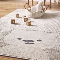 Tappeto per bambini beige/crema, piccolo tappeto con orsetto