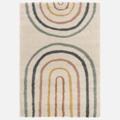 Tappeto per bambini con arcobaleno, tappeto per interni color crema e multicolore