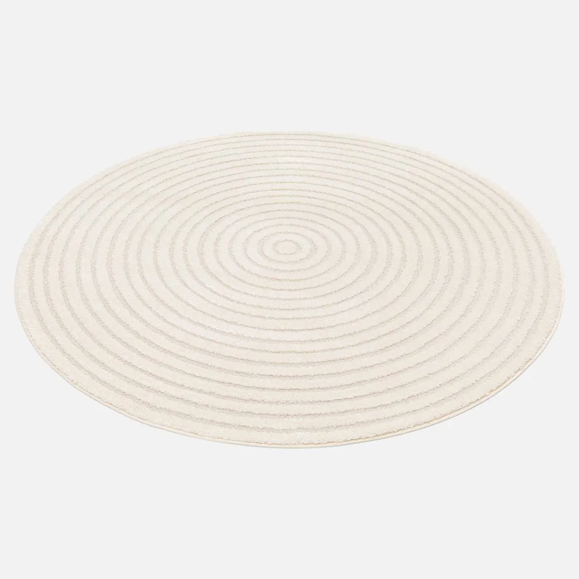 Tappeto per interni con cerchi in rilievo color crema, 160cm